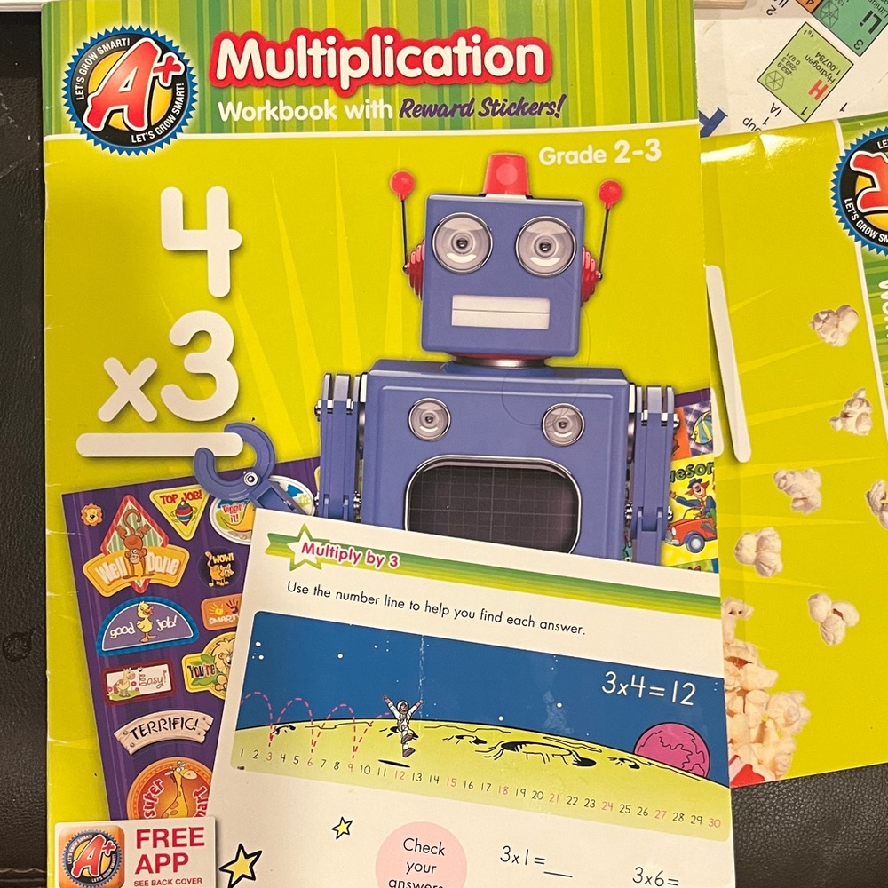 Multiplication Workbook with Reward Stickers - Green and Blue